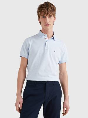 Koszulki Polo Tommy Hilfiger Micro Print Slim Fit Męskie Niebieskie | TH754UWG