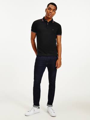 Koszulki Polo Tommy Hilfiger Organic Bawełniane Slim Fit Męskie Czarne | TH284IYJ