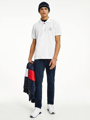 Koszulki Polo Tommy Hilfiger Organic Bawełniane Pique Regular Fit Męskie Białe | TH356SLA