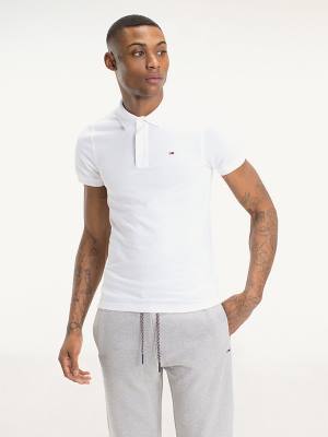 Koszulki Polo Tommy Hilfiger Organic Bawełniane Fine Pique Slim Męskie Białe | TH371MGL