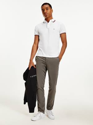 Koszulki Polo Tommy Hilfiger Organic Bawełniane Slim Fit Męskie Białe | TH593KUZ