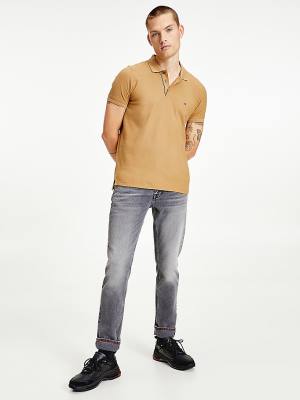 Koszulki Polo Tommy Hilfiger Organic Bawełniane Slim Fit Męskie Brązowe | TH950HQP