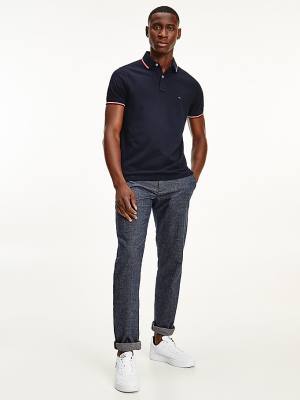 Koszulki Polo Tommy Hilfiger Organic Bawełniane Slim Fit Męskie Niebieskie | TH960NIF