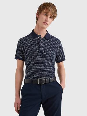 Koszulki Polo Tommy Hilfiger Print Regular Fit Męskie Niebieskie | TH013AZY