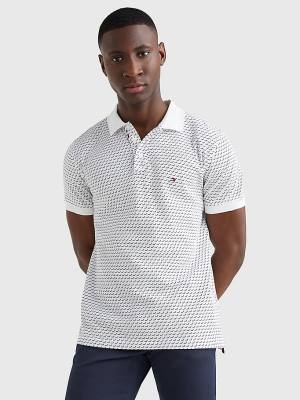 Koszulki Polo Tommy Hilfiger Print Regular Fit Męskie Białe | TH540SPF