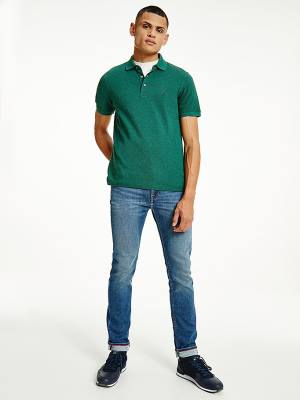 Koszulki Polo Tommy Hilfiger TH Flex Slim Fit Męskie Zielone | TH734HWS