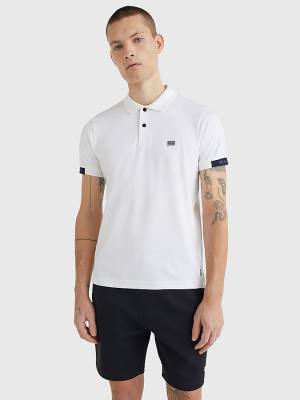 Koszulki Polo Tommy Hilfiger TH Flex Tech Essentials Slim Męskie Białe | TH310FPS