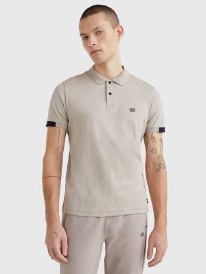 Koszulki Polo Tommy Hilfiger TH Flex Tech Essentials Slim Męskie Beżowe | TH847LKA