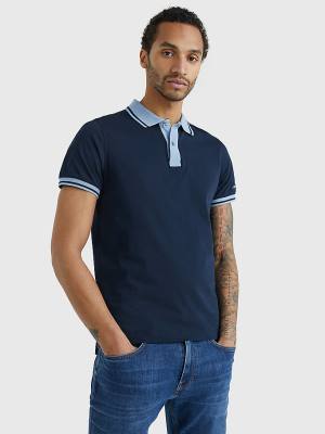 Koszulki Polo Tommy Hilfiger Tipped Slim Fit Jersey Męskie Niebieskie | TH301EDV