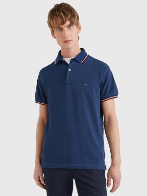 Koszulki Polo Tommy Hilfiger Tipped Slim Fit Męskie Niebieskie | TH497CPR