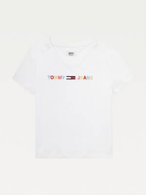 Koszulki Tommy Hilfiger Adaptive Bawełniane Logo Damskie Białe | TH871ZBP