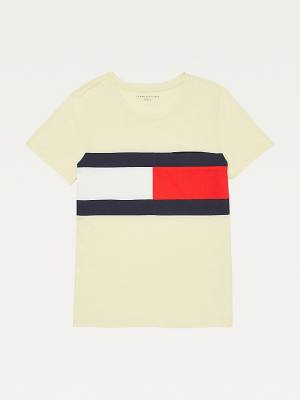 Koszulki Tommy Hilfiger Adaptive Flag Print Bawełniane Damskie Żółte | TH609HRJ