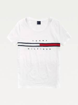 Koszulki Tommy Hilfiger Adaptive Pure Bawełniane Damskie Białe | TH316QNU