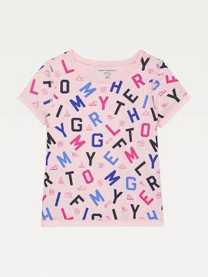 Koszulki Tommy Hilfiger Adaptive Sensory Alphabet Print Dziewczynka Różowe | TH586LBU