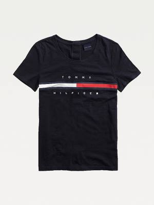 Koszulki Tommy Hilfiger Adaptive Stripe Damskie Niebieskie | TH045OGX