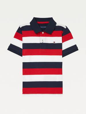 Koszulki Tommy Hilfiger Adaptive Stripe Polo Chłopięce Niebieskie | TH570QYF