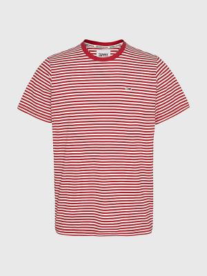 Koszulki Tommy Hilfiger Classics Stripe Męskie Czerwone | TH597QCG