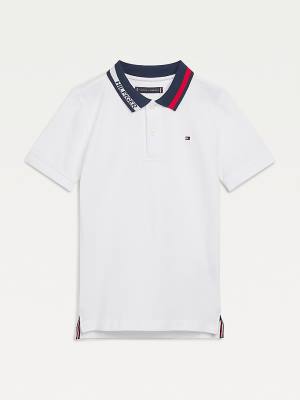 Koszulki Tommy Hilfiger Colour-Blocked Logo Collar Polo Chłopięce Białe | TH245MYZ