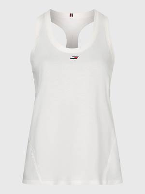 Koszulki Tommy Hilfiger Curve Sportowe Organic Bawełniane Tank Top Damskie Białe | TH956KMT