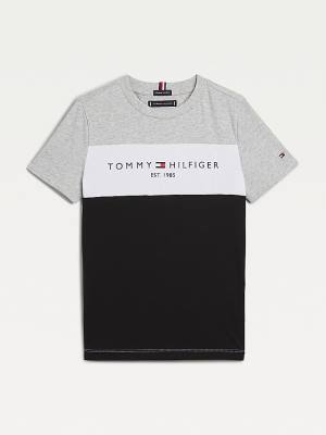 Koszulki Tommy Hilfiger Essential Colour-Blocked Organic Bawełniane Chłopięce Czarne | TH064HCF