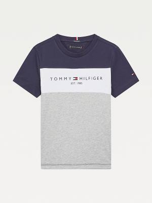 Koszulki Tommy Hilfiger Essential Colour-Blocked Organic Bawełniane Chłopięce Szare | TH840LTB