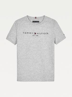 Koszulki Tommy Hilfiger Essential Organic Bawełniane Logo Dziewczynka Szare | TH370WYX