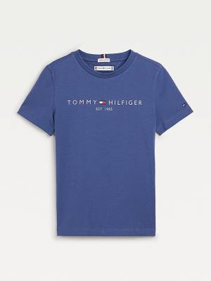 Koszulki Tommy Hilfiger Essential Organic Bawełniane Dziewczynka Niebieskie | TH395MET