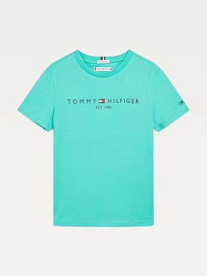 Koszulki Tommy Hilfiger Essential Organic Bawełniane Dziewczynka Zielone | TH608SYZ