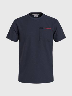 Koszulki Tommy Hilfiger Essential Signature Pocket Męskie Niebieskie | TH039PRY