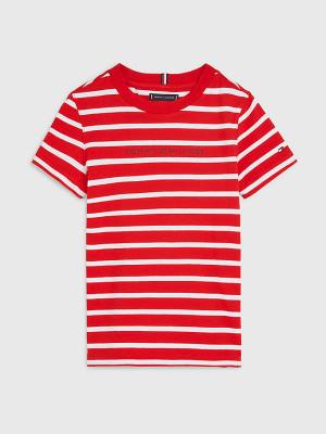 Koszulki Tommy Hilfiger Essential Stripe Chłopięce Czerwone | TH034SLB