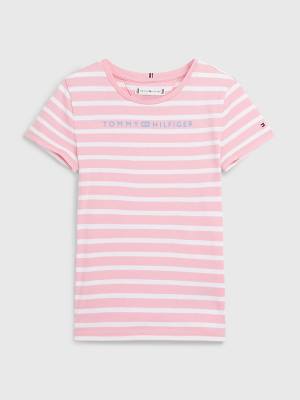 Koszulki Tommy Hilfiger Essential Stripe Dziewczynka Różowe | TH097HEN