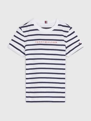 Koszulki Tommy Hilfiger Essential Stripe Chłopięce Białe | TH178JOQ