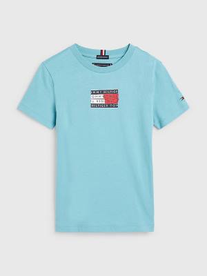 Koszulki Tommy Hilfiger Flag Logo Chłopięce Niebieskie | TH964BLN