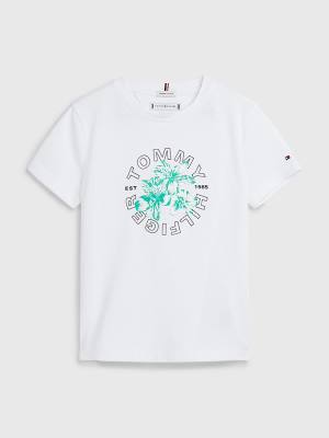 Koszulki Tommy Hilfiger Floral Graphic Organic Bawełniane Dziewczynka Białe | TH630TDL