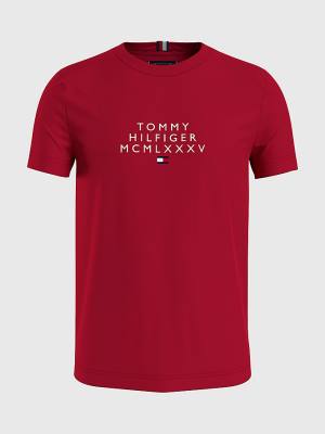 Koszulki Tommy Hilfiger Graphic Logo Męskie Czerwone | TH491BFY