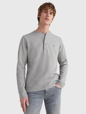 Koszulki Tommy Hilfiger Henley Neck Long Sleeve Męskie Szare | TH153JHR