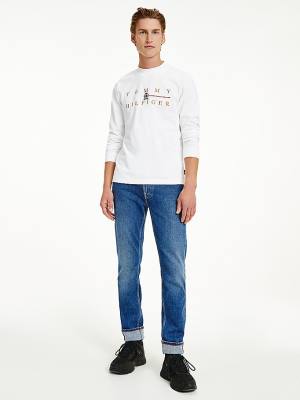 Koszulki Tommy Hilfiger Icons Mock Turtleneck Long Sleeve Męskie Białe | TH318IYK