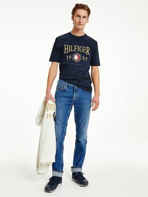 Koszulki Tommy Hilfiger Icons Relaxed Fit Męskie Niebieskie | TH476GPA