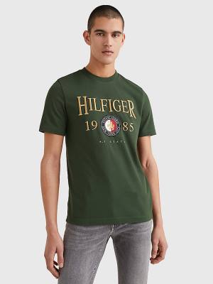 Koszulki Tommy Hilfiger Icons Relaxed Fit Męskie Zielone | TH652ZSR