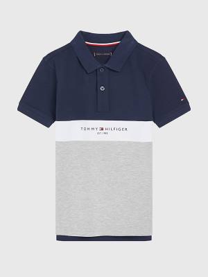 Koszulki Tommy Hilfiger Logo Colour-Blocked Polo Chłopięce Szare | TH306LCS