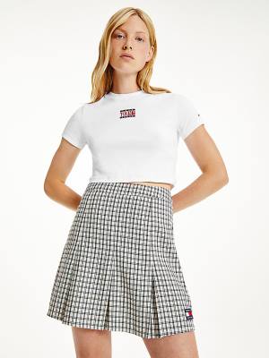 Koszulki Tommy Hilfiger Logo Cropped Fit Damskie Białe | TH695AUT