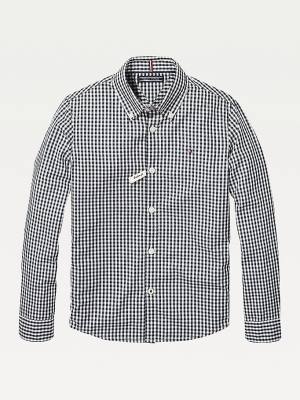 Koszulki Tommy Hilfiger Long Sleeve Gingham Shirt Dziewczynka Niebieskie | TH024XQU