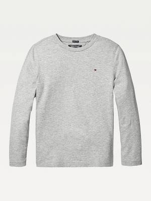 Koszulki Tommy Hilfiger Long-Sleeve Organic Bawełniane Dziewczynka Szare | TH165QVG