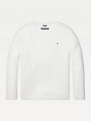 Koszulki Tommy Hilfiger Long-Sleeve Organic Bawełniane Dziewczynka Białe | TH493BWN