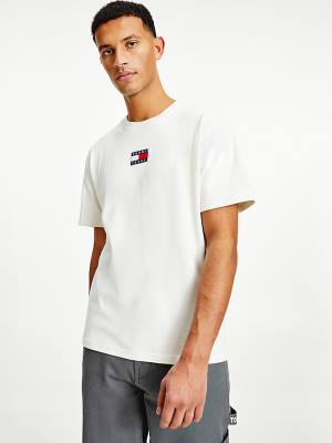 Koszulki Tommy Hilfiger Organic Bawełniane Badge Męskie Białe | TH135ZDN