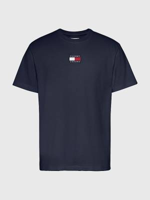 Koszulki Tommy Hilfiger Organic Bawełniane Badge Męskie Niebieskie | TH418XZT