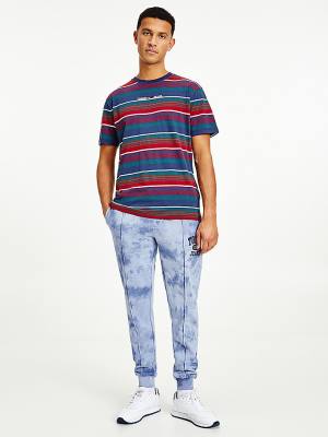 Koszulki Tommy Hilfiger Organic Bawełniane Mixed Stripe Relaxed Męskie Niebieskie | TH705GTH