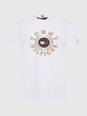 Koszulki Tommy Hilfiger Plus Icons Embroidery Męskie Białe | TH860FCG