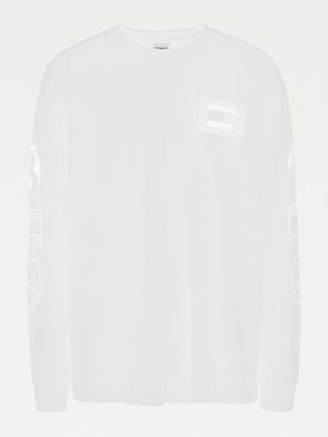 Koszulki Tommy Hilfiger Plus Long Sleeve Recycled Bawełniane Męskie Białe | TH142ZIL