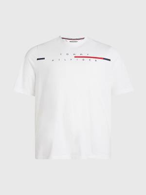 Koszulki Tommy Hilfiger Plus Signature Split Logo Męskie Białe | TH920OYZ